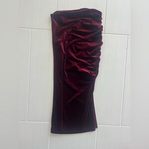 Burgundy Velvet Midi Skirt